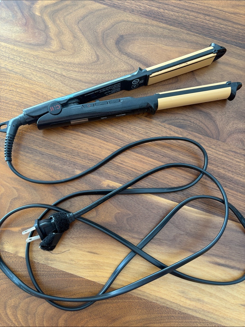 CHI Ceramic Flat Iron Hair Straightener & Curler Dual Function Black/Gold
